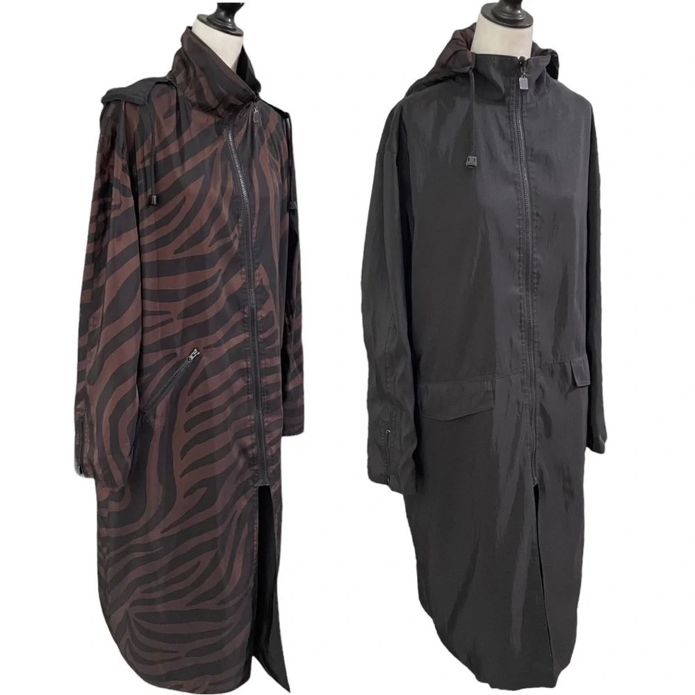 Micro Pac One Jacket Reversible Rain Coat Animal Print Brown Black
